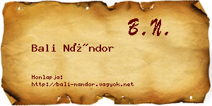 Bali Nándor névjegykártya